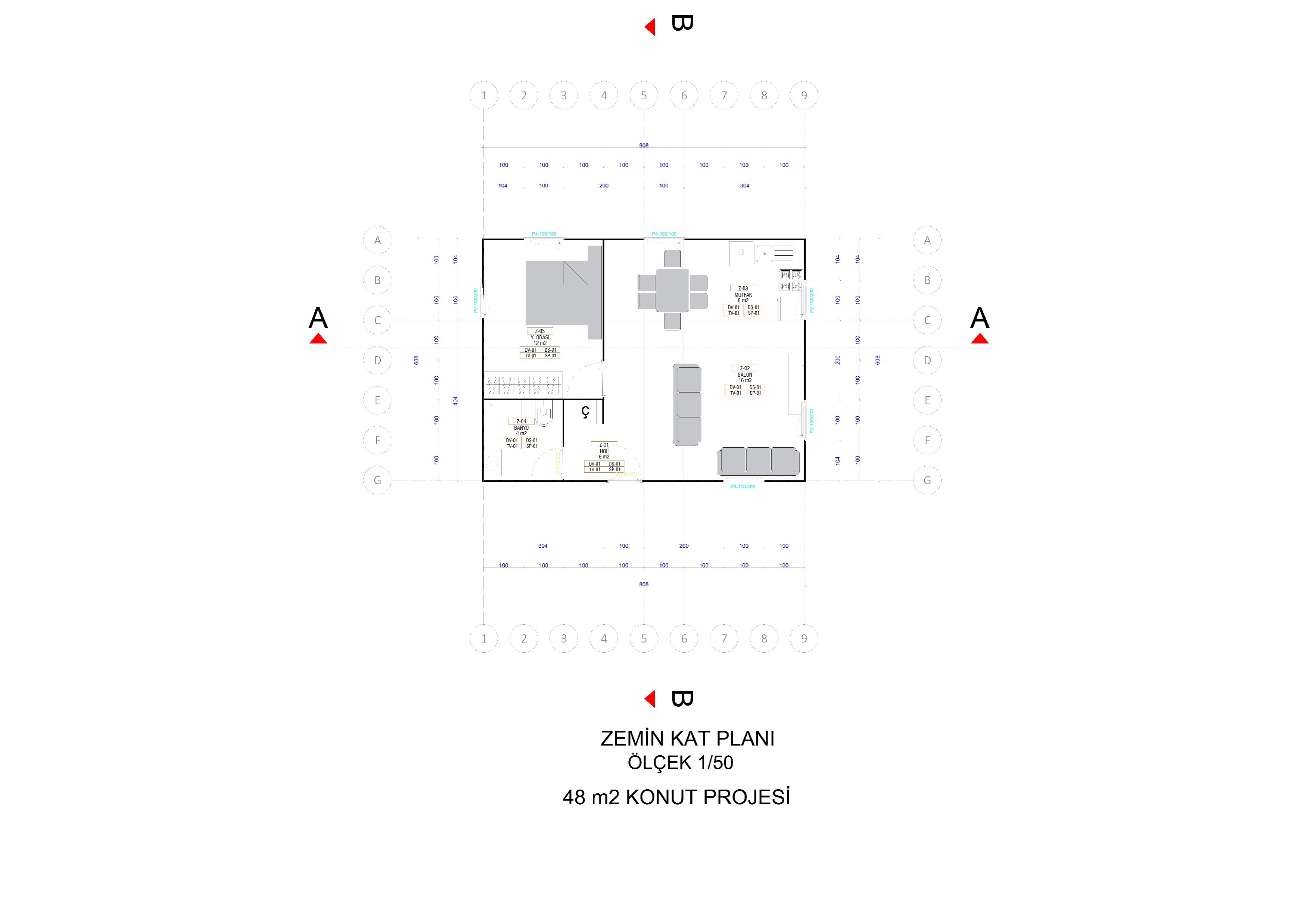 Villa İz — Daire planı — 48 m²